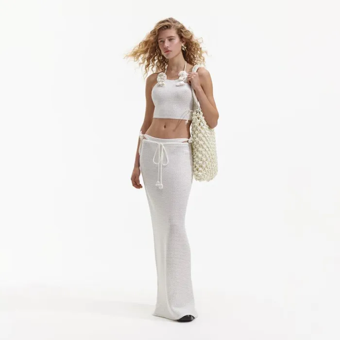 Self Portrait Knitwear White Crochet Maxi Skirt 8211 Women Self Portrait Knitwear White Crochet Maxi Skirt 8211 Women
