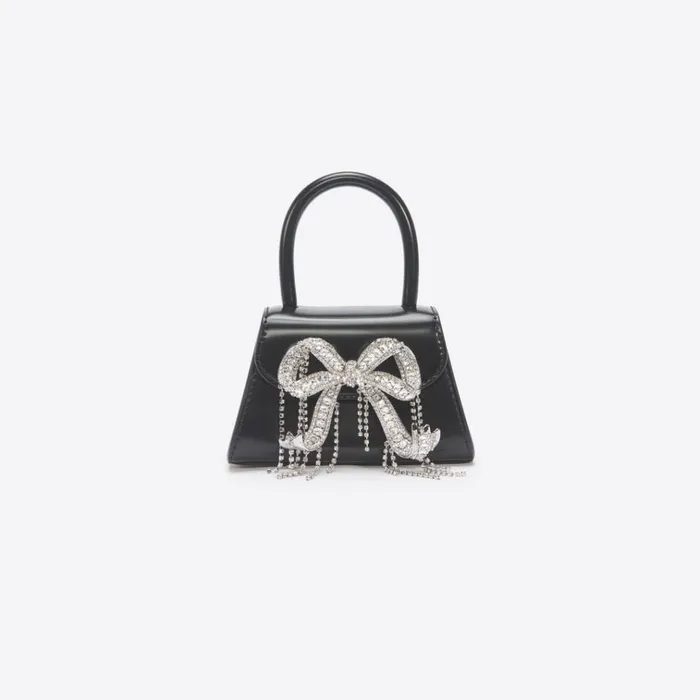 Self Portrait Micro Black Leather Micro Bow Bag 8211 Women