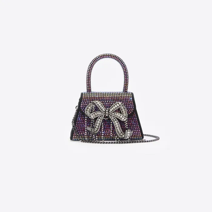 Self Portrait Micro Black Satin Rhinestone Micro Bow Bag 8211 Women Self Portrait Micro Black Satin Rhinestone Micro Bow Bag 8211 Women