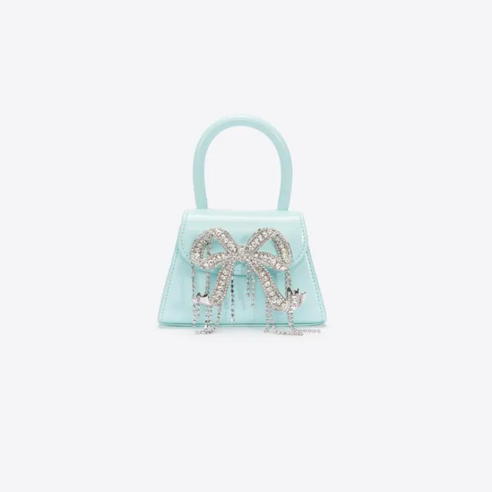 Self Portrait Micro Blue Leather Micro Bow Bag 8211 Women