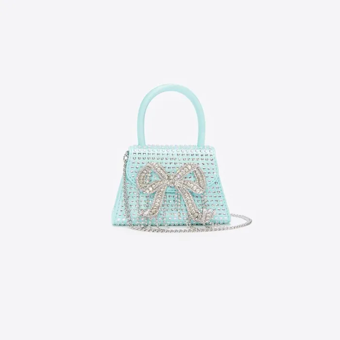 Self Portrait Micro Blue Satin Heart Rhinestone Micro Bow Bag 8211 Women Self Portrait Micro Blue Satin Heart Rhinestone Micro Bow Bag 8211 Women