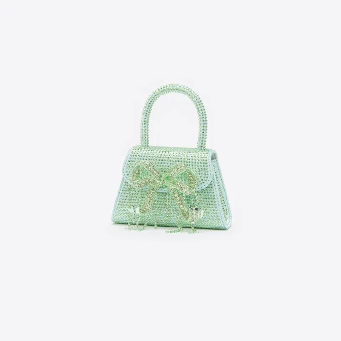 Self Portrait Micro Green Satin Rhinestone Micro Bow Bag 8211 WomenKids Self Portrait Micro Green Satin Rhinestone Micro Bow Bag 8211 WomenKids