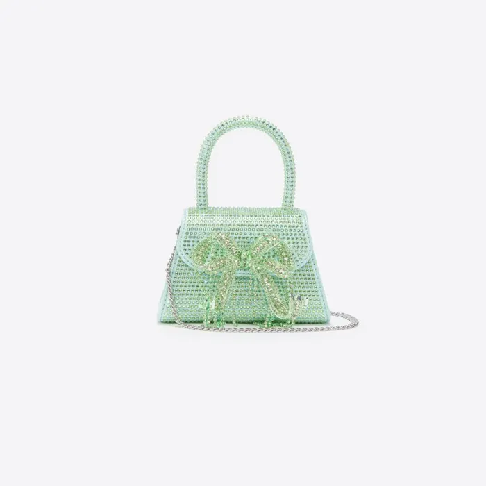 Self Portrait Micro Green Satin Rhinestone Micro Bow Bag 8211 WomenKids Self Portrait Micro Green Satin Rhinestone Micro Bow Bag 8211 WomenKids