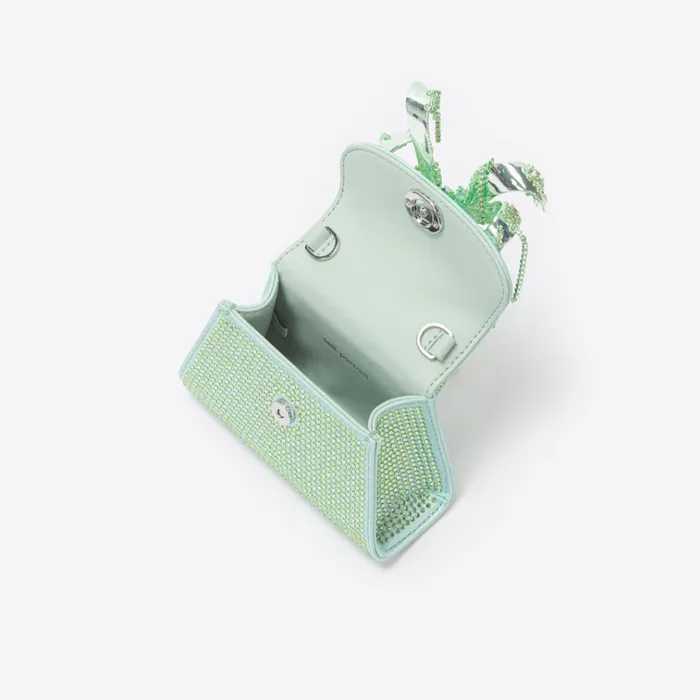 Self Portrait Micro Green Satin Rhinestone Micro Bow Bag 8211 WomenKids Self Portrait Micro Green Satin Rhinestone Micro Bow Bag 8211 WomenKids