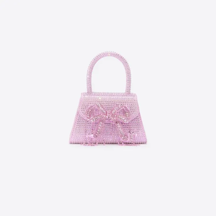 Self Portrait Micro Pink Rhinestone Embellished Micro Bow Bag 8211 Women
