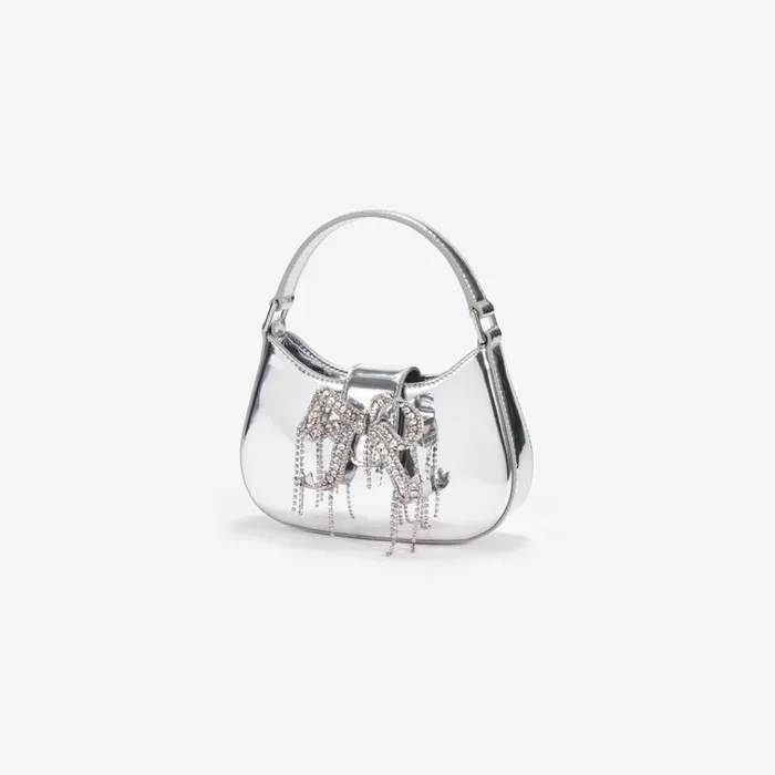 Self Portrait Micro Silver Metallic Micro Embellished Crescent Bag 8211 Women Self Portrait Micro Silver Metallic Micro Embellished Crescent Bag 8211 Women