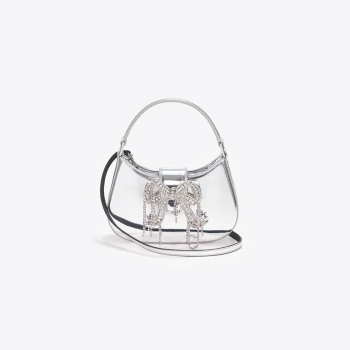 Self Portrait Micro Silver Metallic Micro Embellished Crescent Bag 8211 Women Self Portrait Micro Silver Metallic Micro Embellished Crescent Bag 8211 Women