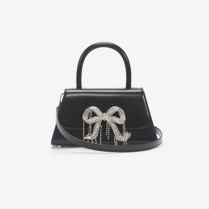 Self Portrait Mini Black Leather Mini Bow Bag 8211 Women Self Portrait Mini Black Leather Mini Bow Bag 8211 Women