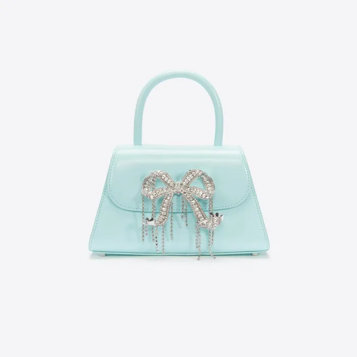 Self Portrait Mini Blue Leather Mini Bow Bag 8211 Women