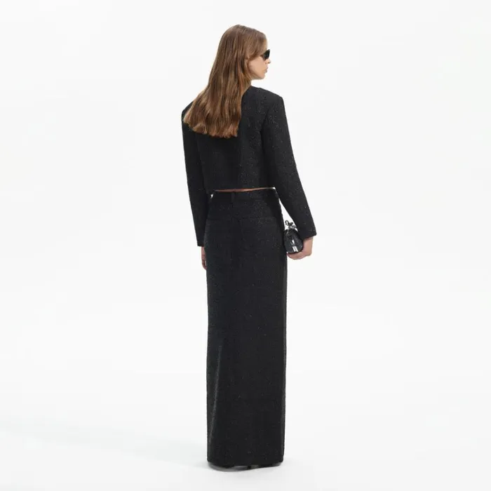 Self Portrait Outerwear Black Boucle Cropped Jacket 8211 Women Self Portrait Outerwear Black Boucle Cropped Jacket 8211 Women