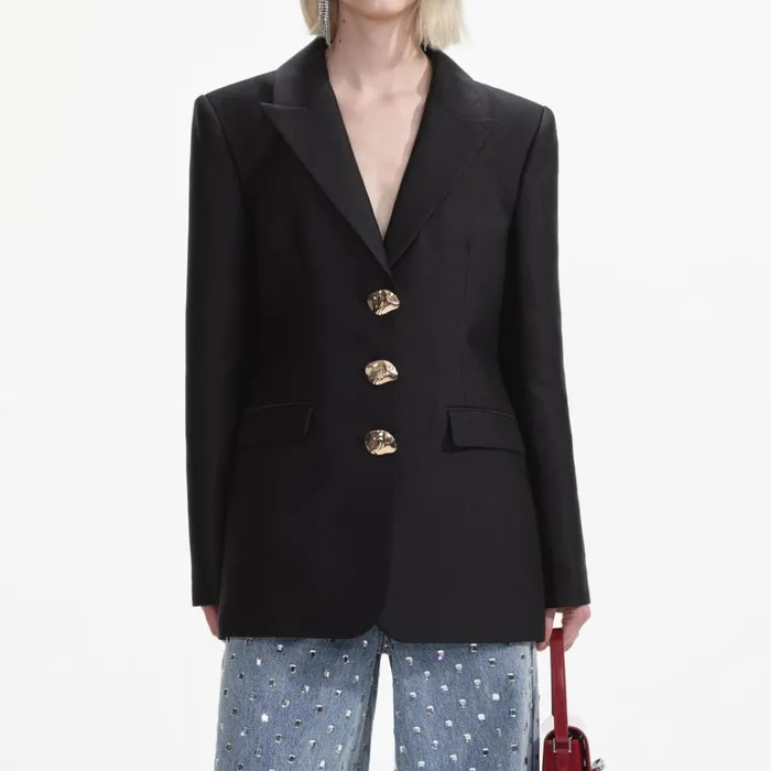 Self Portrait Outerwear Black Taffeta Blazer 8211 Women Self Portrait Outerwear Black Taffeta Blazer 8211 Women
