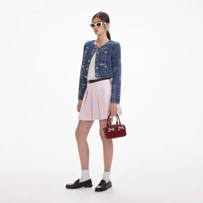 Self Portrait Outerwear Bow Print Denim Jacket 8211 Women Self Portrait Outerwear Bow Print Denim Jacket 8211 Women