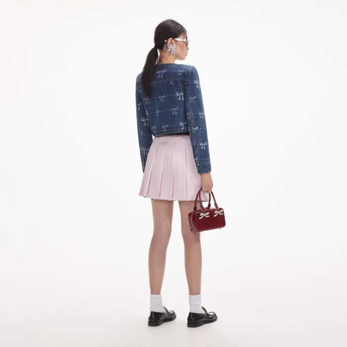 Self Portrait Outerwear Bow Print Denim Jacket 8211 Women Self Portrait Outerwear Bow Print Denim Jacket 8211 Women