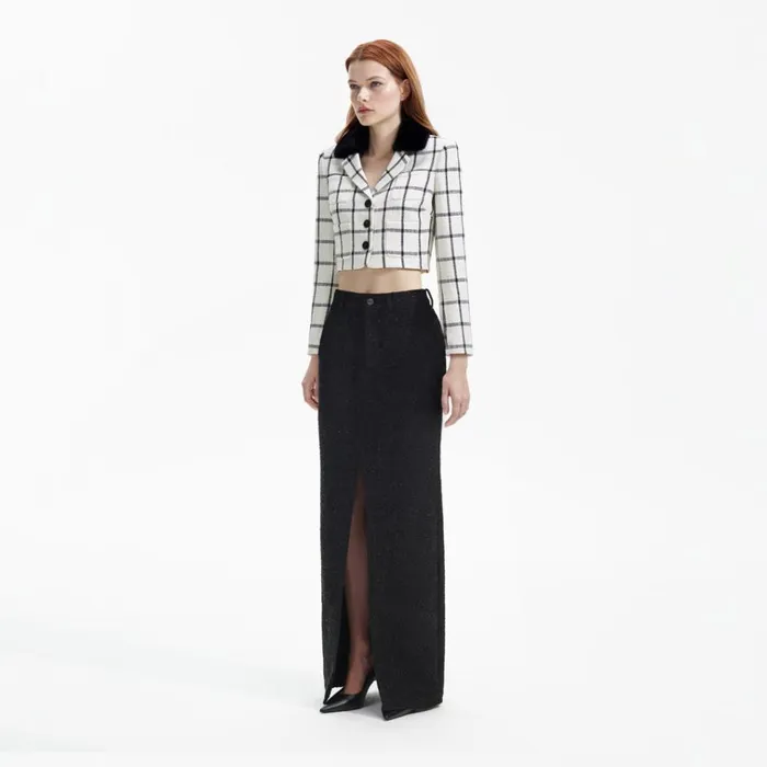 Self Portrait Outerwear Cream Check Jacket 8211 Women Self Portrait Outerwear Cream Check Jacket 8211 Women