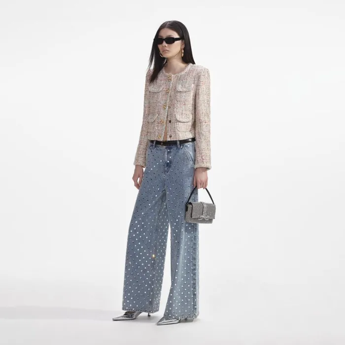 Self Portrait Outerwear Pastel Boucle Boxy Jacket 8211 Women Self Portrait Outerwear Pastel Boucle Boxy Jacket 8211 Women