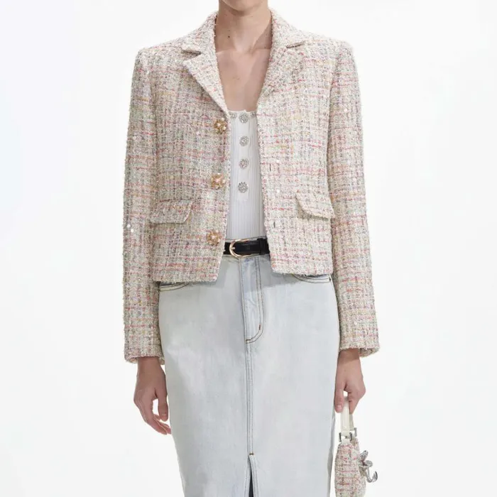 Self Portrait Outerwear Pastel Boucle Jacket 8211 Women Self Portrait Outerwear Pastel Boucle Jacket 8211 Women