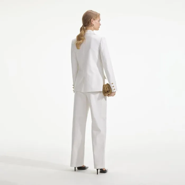 Self Portrait Outerwear White Linen Blazer 8211 Women Self Portrait Outerwear White Linen Blazer 8211 Women