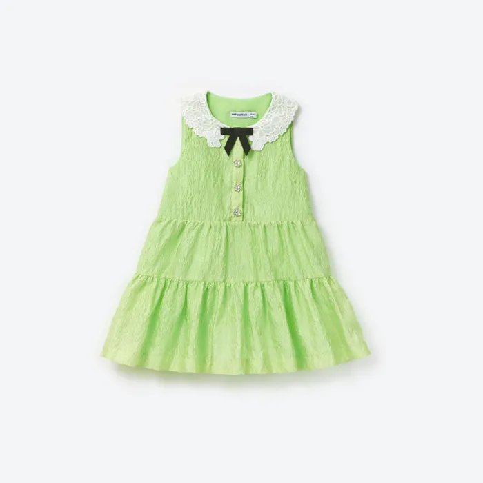 Self Portrait Party Dresses Green Textured Cotton Dress 8211 Kids