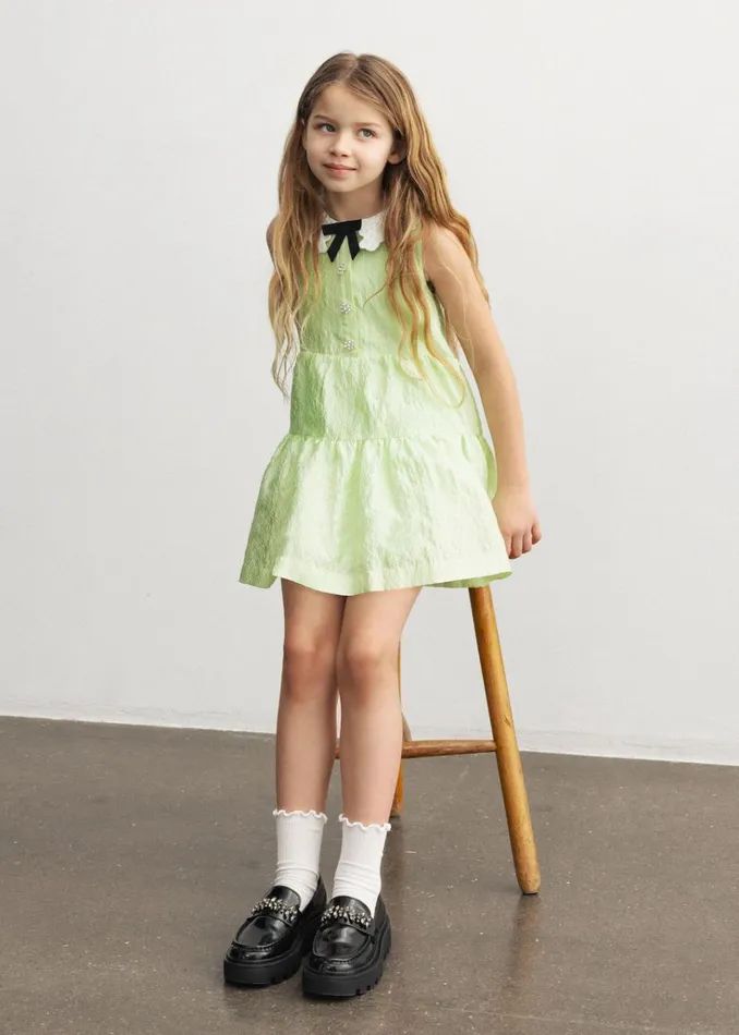 Self Portrait Party Dresses Green Textured Cotton Dress 8211 Kids Self Portrait Party Dresses Green Textured Cotton Dress 8211 Kids