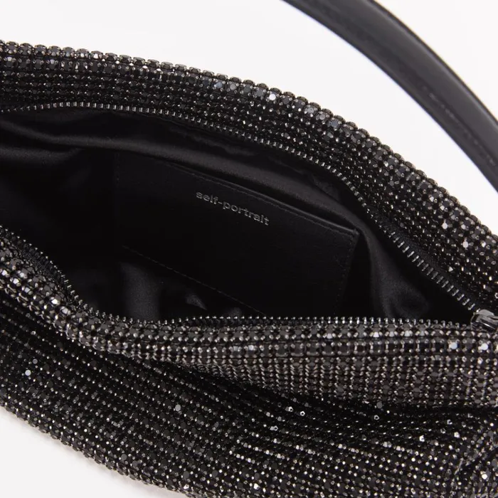 Self Portrait Shoulder Bags Black Diamante Medium Hobo Bag 8211 Women Self Portrait Shoulder Bags Black Diamante Medium Hobo Bag 8211 Women