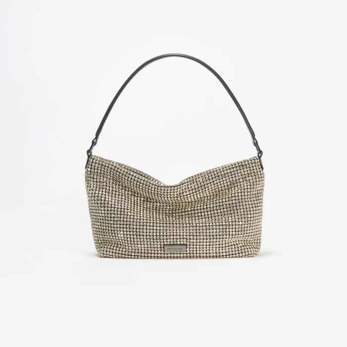Self Portrait Shoulder Bags Champagne Diamante Medium Hobo Bag 8211 Women