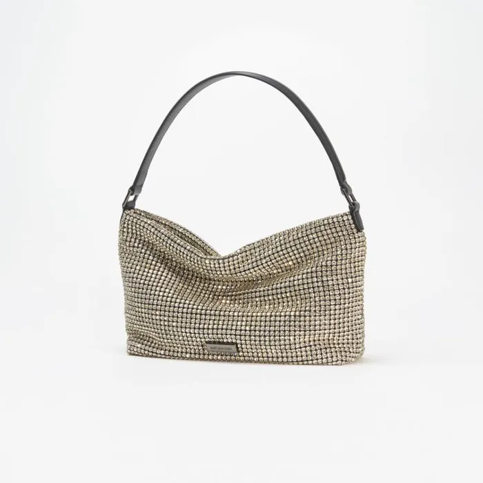 Self Portrait Shoulder Bags Champagne Diamante Medium Hobo Bag 8211 Women Self Portrait Shoulder Bags Champagne Diamante Medium Hobo Bag 8211 Women