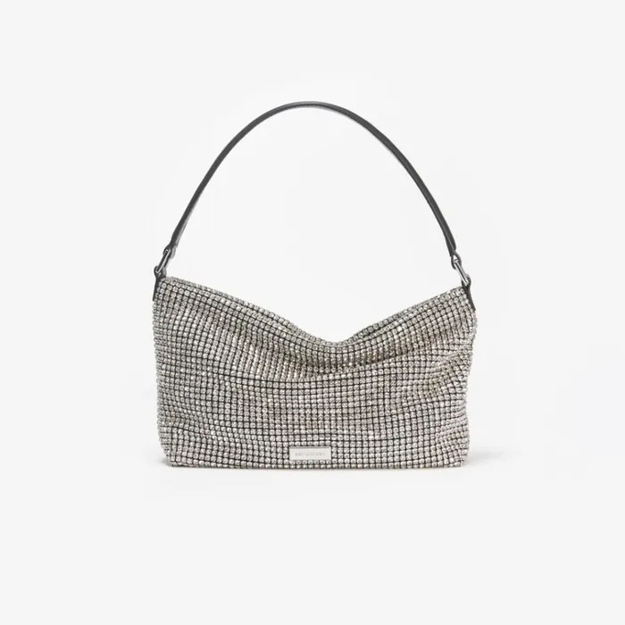 Self Portrait Shoulder Bags Silver Diamante Medium Hobo Bag 8211 Women
