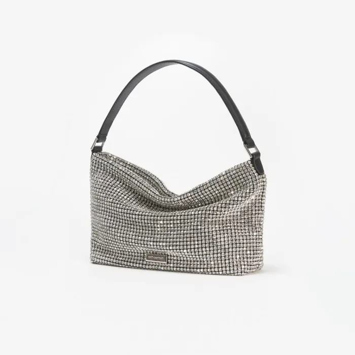 Self Portrait Shoulder Bags Silver Diamante Medium Hobo Bag 8211 Women Self Portrait Shoulder Bags Silver Diamante Medium Hobo Bag 8211 Women
