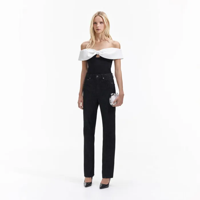 Self Portrait Tops Black Crepe Bow Top 8211 Women Self Portrait Tops Black Crepe Bow Top 8211 Women