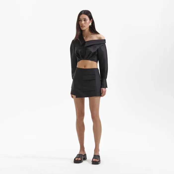 Self Portrait Tops Black Taffeta Top 8211 Women Self Portrait Tops Black Taffeta Top 8211 Women
