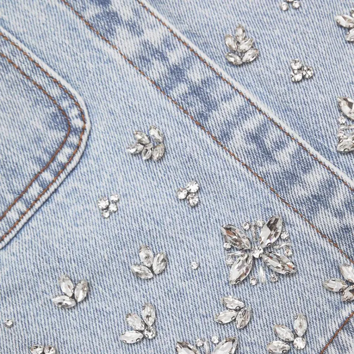 Self Portrait Tops Blue Embellished Denim Top 8211 Women Self Portrait Tops Blue Embellished Denim Top 8211 Women