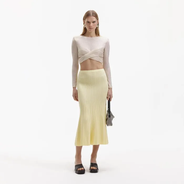 Self Portrait Tops Cream Beaded Mesh Top 8211 Women