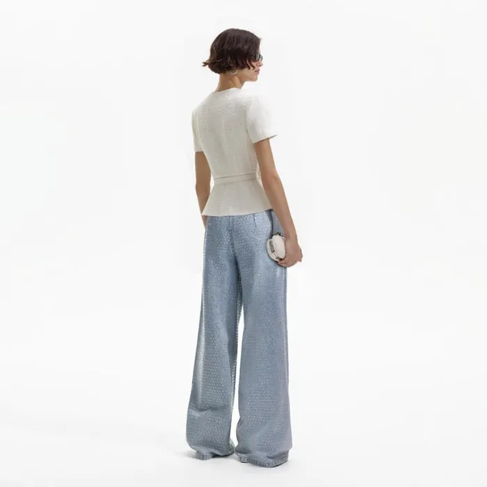 Self Portrait Tops Cream Boucle Top 8211 Women Self Portrait Tops Cream Boucle Top 8211 Women