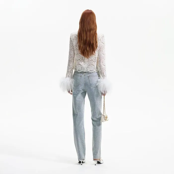 Self Portrait Tops Cream Cord Lace Feather Top 8211 Women Self Portrait Tops Cream Cord Lace Feather Top 8211 Women