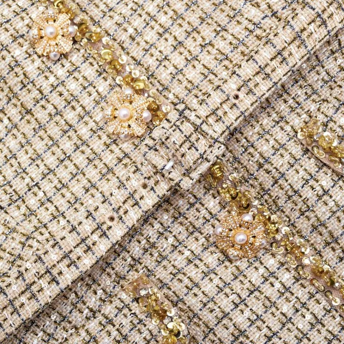 Self Portrait Tops Gold Boucle Peplum Top 8211 Women Self Portrait Tops Gold Boucle Peplum Top 8211 Women