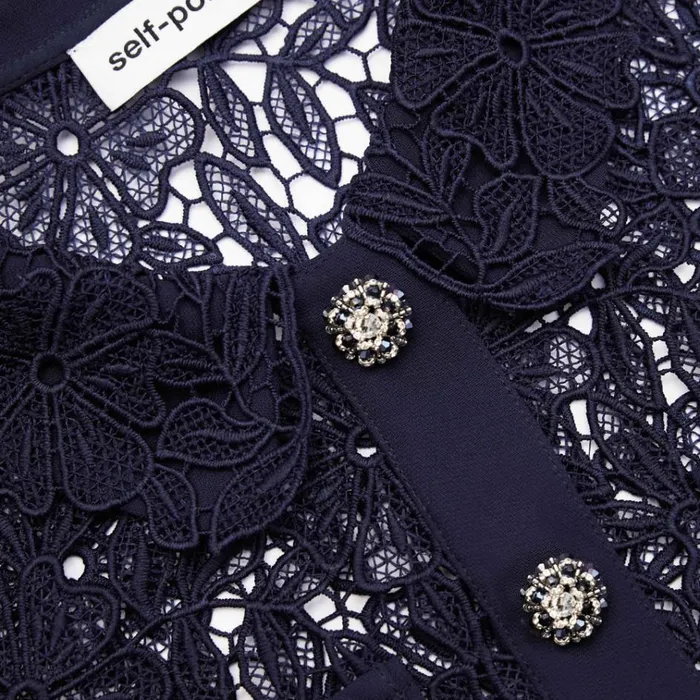 Self Portrait Tops Navy Guipure Lace Top 8211 Women Self Portrait Tops Navy Guipure Lace Top 8211 Women