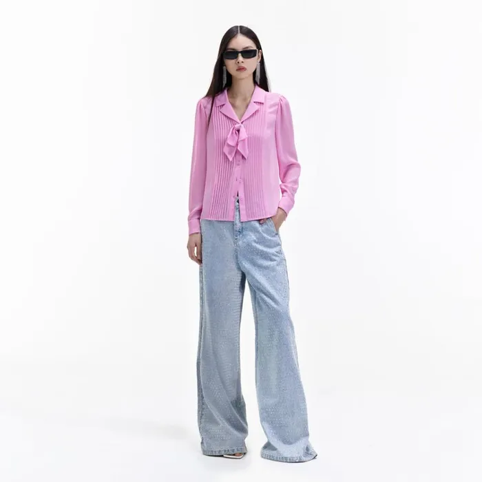 Self Portrait Tops Pink Chiffon Blouse 8211 Women