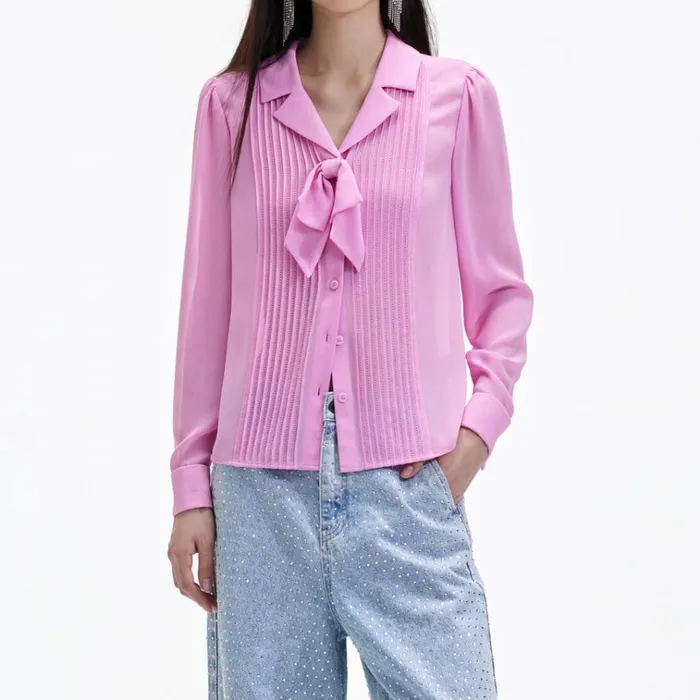 Self Portrait Tops Pink Chiffon Blouse 8211 Women Self Portrait Tops Pink Chiffon Blouse 8211 Women