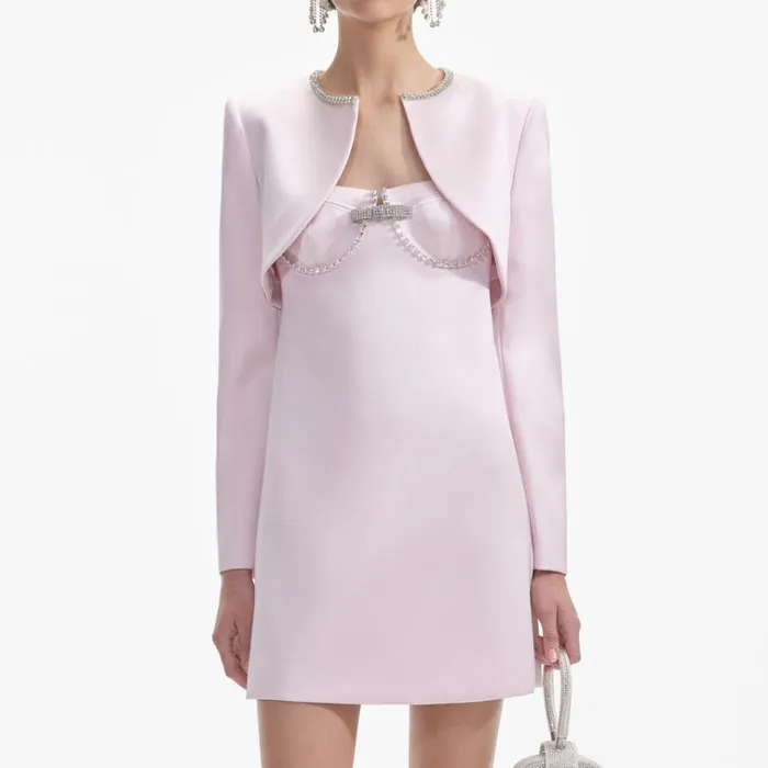 Self Portrait Tops Pink Satin Bolero Jacket 8211 Women Self Portrait Tops Pink Satin Bolero Jacket 8211 Women