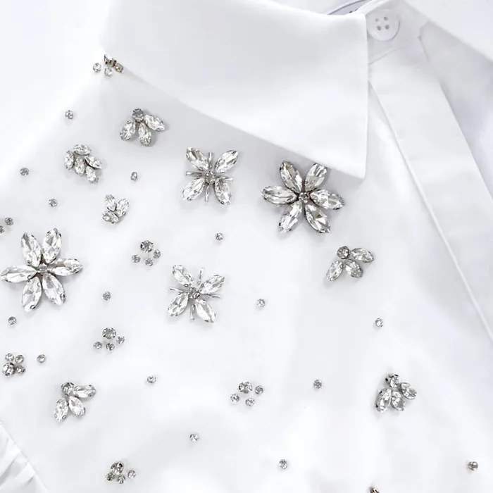 Self Portrait Tops White Cotton Embellished Top 8211 Women Self Portrait Tops White Cotton Embellished Top 8211 Women