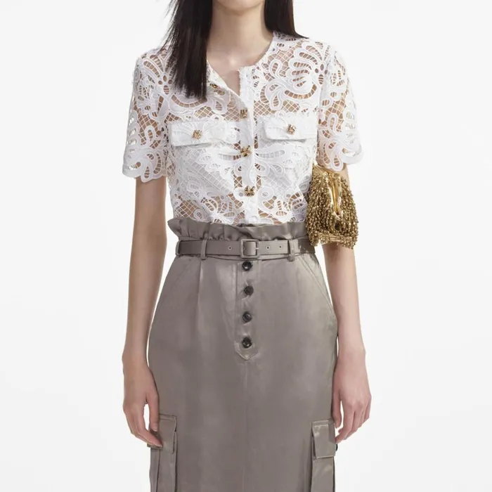 Self Portrait Tops White Guipure Lace Top 8211 Women Self Portrait Tops White Guipure Lace Top 8211 Women