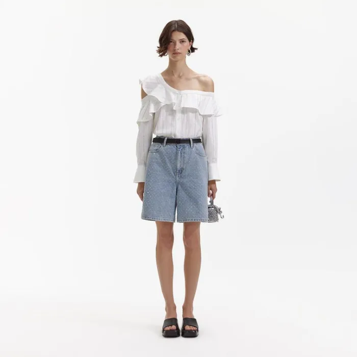 Self Portrait Tops White Rhinestone Stripe Top 8211 Women