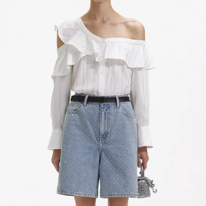 Self Portrait Tops White Rhinestone Stripe Top 8211 Women Self Portrait Tops White Rhinestone Stripe Top 8211 Women