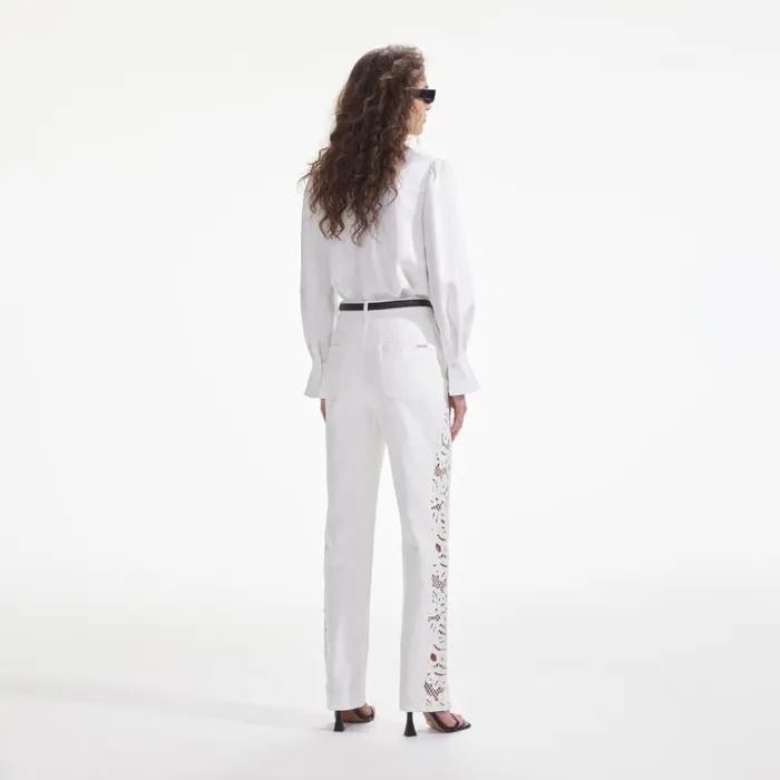 Self Portrait Tops White Satin Embellished Bib Blouse 8211 Women Self Portrait Tops White Satin Embellished Bib Blouse 8211 Women