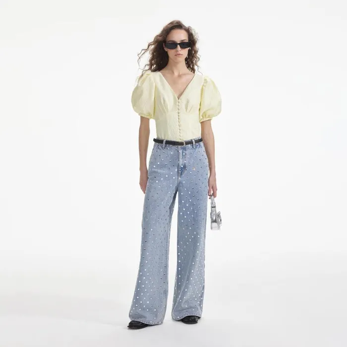 Self Portrait Tops Yellow Jacquard Top 8211 Women