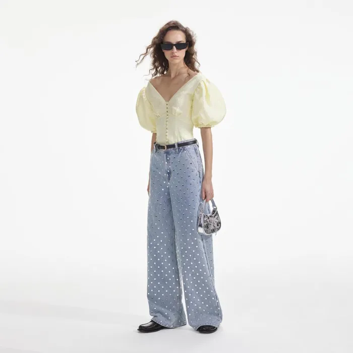 Self Portrait Tops Yellow Jacquard Top 8211 Women Self Portrait Tops Yellow Jacquard Top 8211 Women