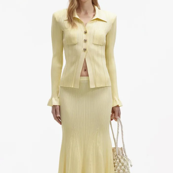Self Portrait Tops Yellow Ribbed Viscose Knit Top 8211 Women Self Portrait Tops Yellow Ribbed Viscose Knit Top 8211 Women