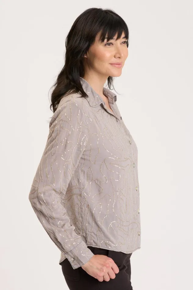 Seraphina ButtonUp Zinc Pigment Clothing XCVI ShirtsBlouses