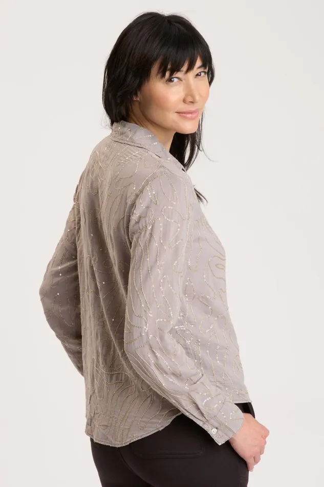 Seraphina ButtonUp Zinc Pigment Clothing XCVI ShirtsBlouses
