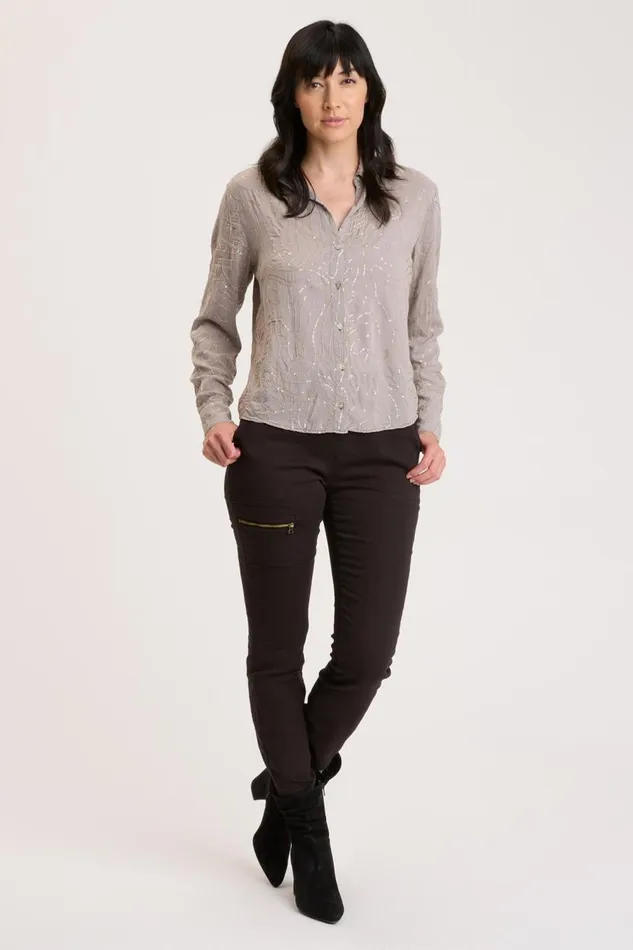 Seraphina ButtonUp Zinc Pigment Clothing XCVI ShirtsBlouses